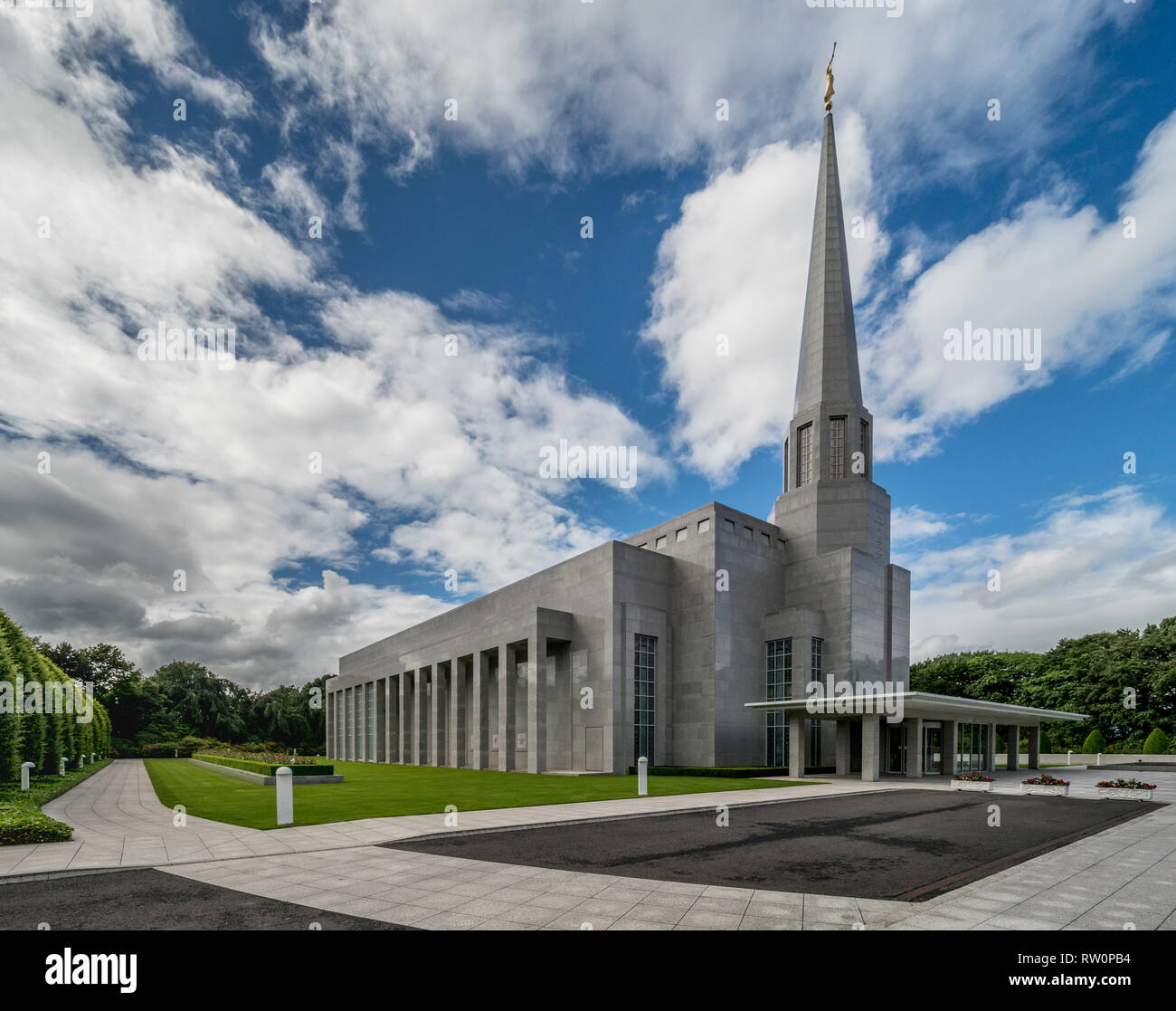 Das Preston England Tempel, 52. der Tempel der Kirche Jesu Christi der Heiligen der Letzten Tage (LDS Kirche), Chorley, Lancashire, UK. In 19 Stockfoto