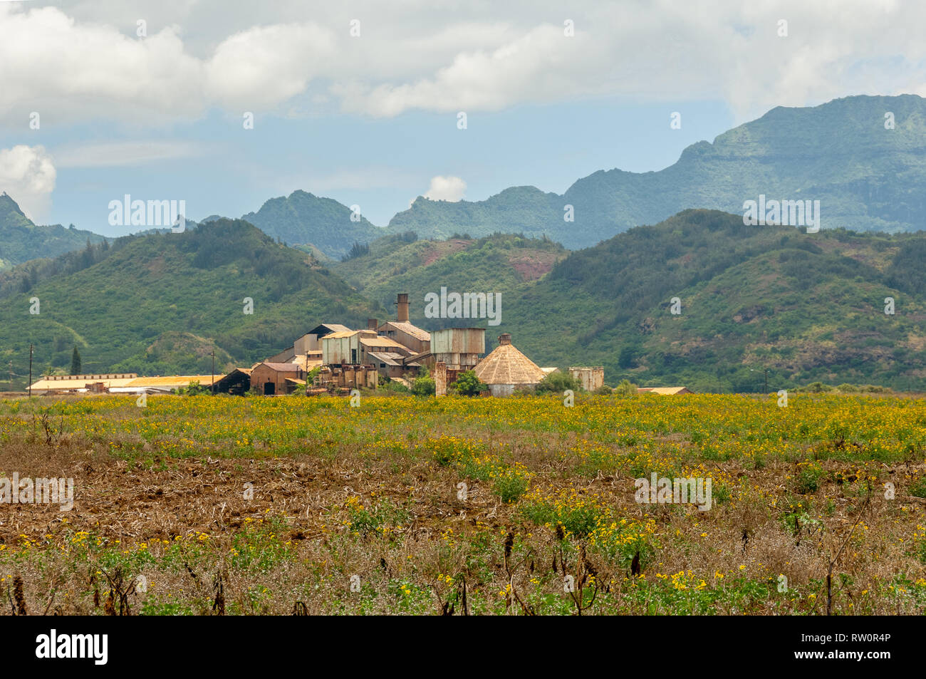 Abgebrochene Kauai Sugar Mill Stockfoto