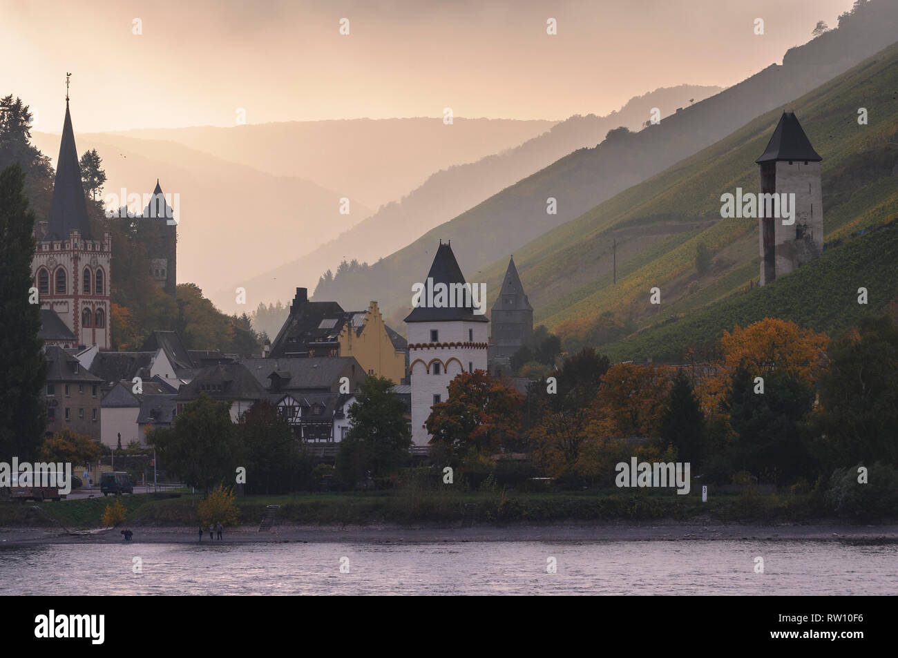 Rhein bei St. Goarshausen, Rheinland-Pfalz, Stockfoto
