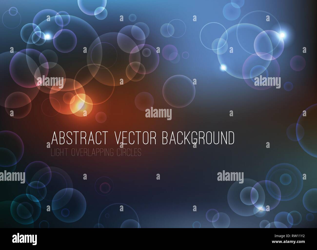 Abstrakte bokeh vector Hintergrund. Überlappende Kreise mit Licht auf dunklem Hintergrund. Eps 10-Datei. Stock Vektor