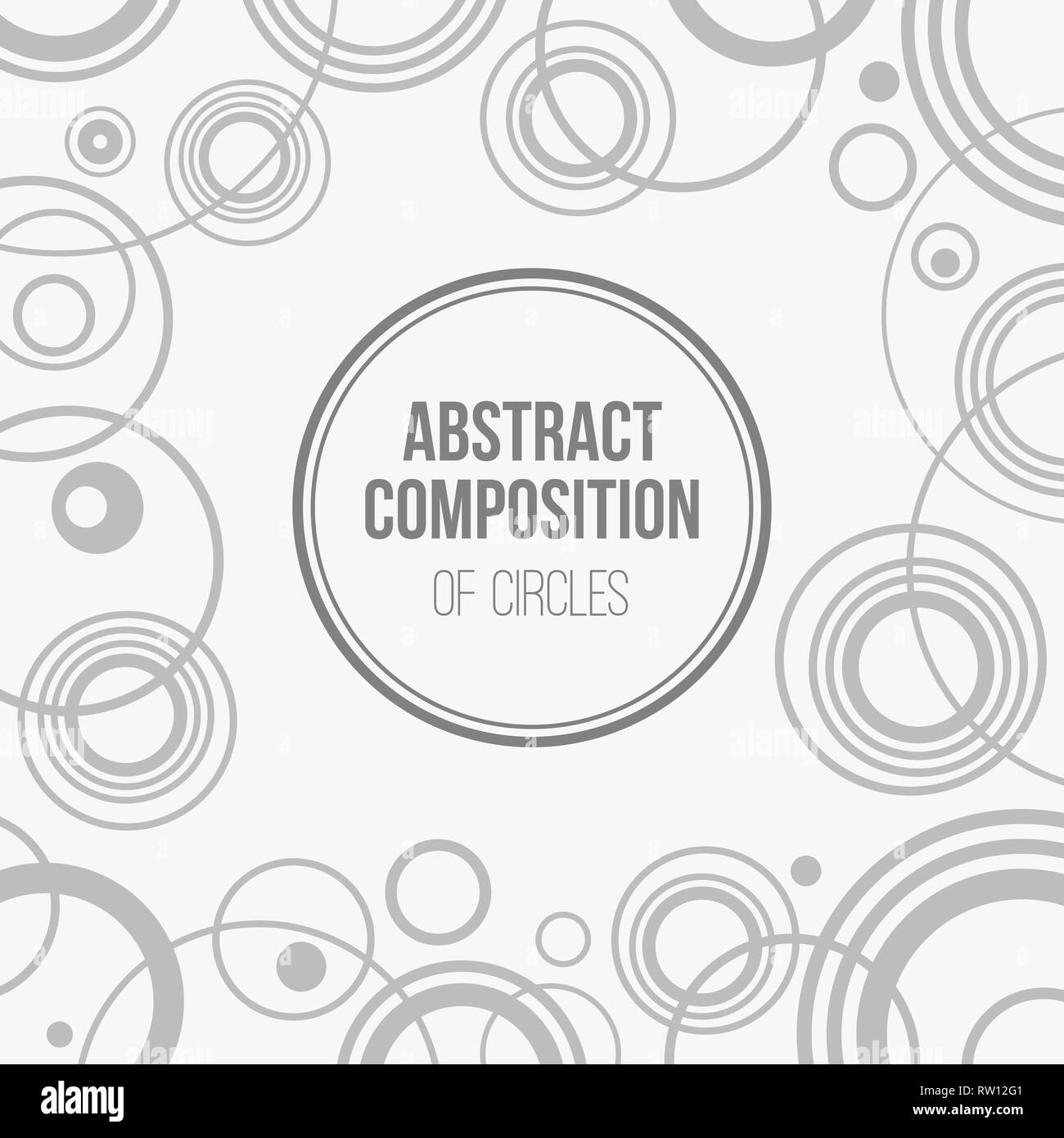 Geometrisch-abstrakte Komposition von sich wiederholenden Kreisen. Minimalistische Ornament. Überlappende Kreise Hintergrund. Für Abdeckungen, Plakate, Poster, Stock Vektor