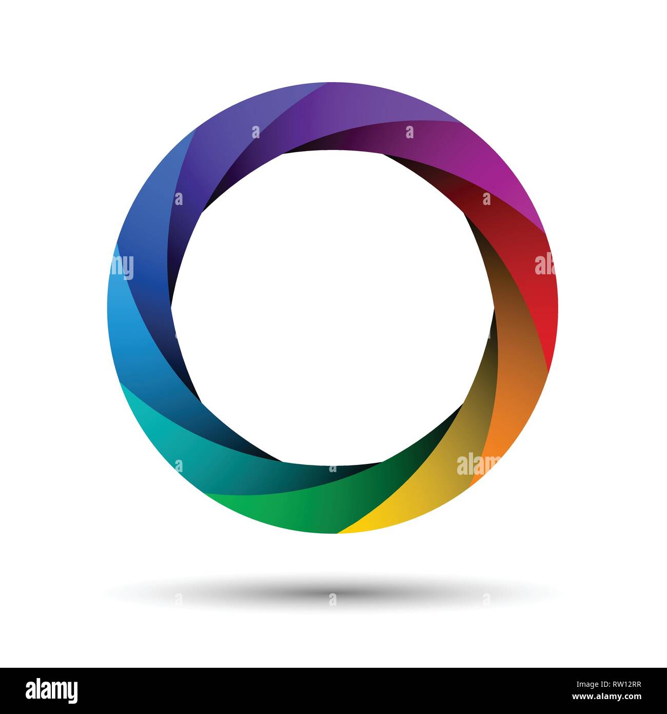 Bunte kamera Blendenöffnung. Abstrakte Form, Infinite Loop Symbol. Infografik Beispiel. Multicolor Ring auf weißem Hintergrund. Stock Vektor