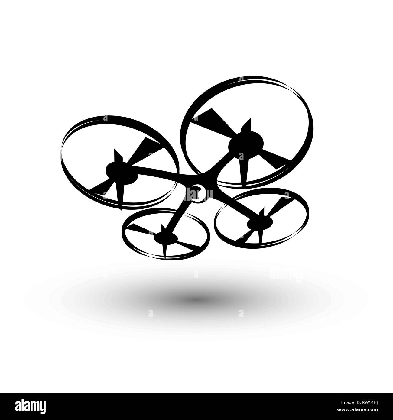 Drone Symbol, quadrocopter stilisierte Vektor Symbol Stock Vektor