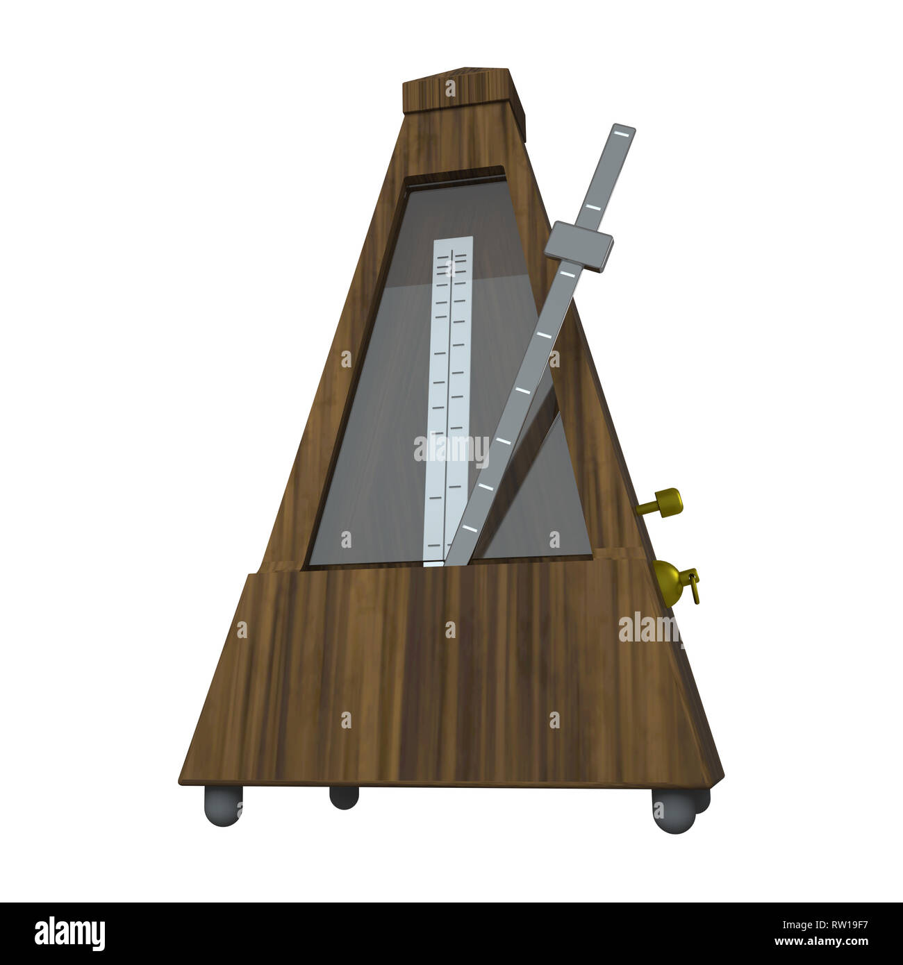 3D Rendering illustration Metronom auf weißem Hintergrund. Stockfoto