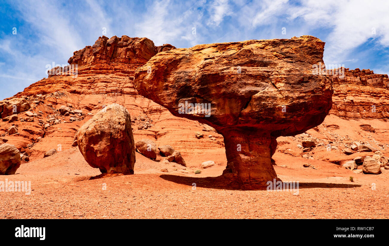 Natürliche Balanced Rock in der Nähe von Lees Ferry, Marble Canyon, Glen Canyon National Recreation Area, Arizona, USA Stockfoto