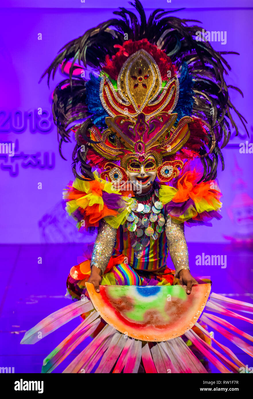 Philippinische Tänzerin des Masskara Festivals von Bacolod treten auf dem Maskdance Festival in Andong Südkorea auf Stockfoto