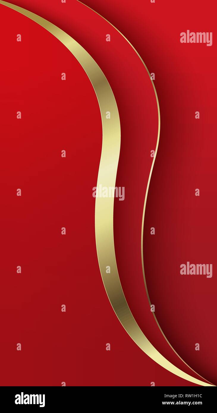 Abstrakte wellig Hintergrund überlappen. Rot und Gold Stock Vektor