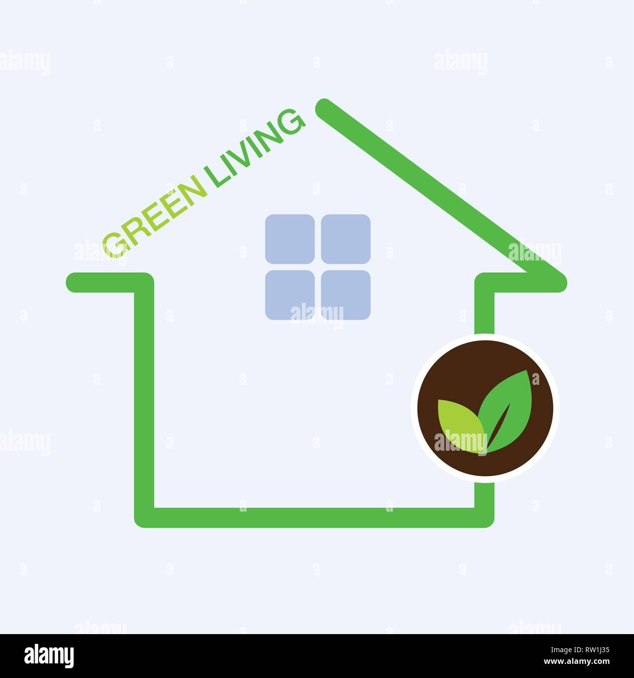 Green House und Blätter eco Symbol grün Umwelt Vektor-illustration EPS 10. Stock Vektor