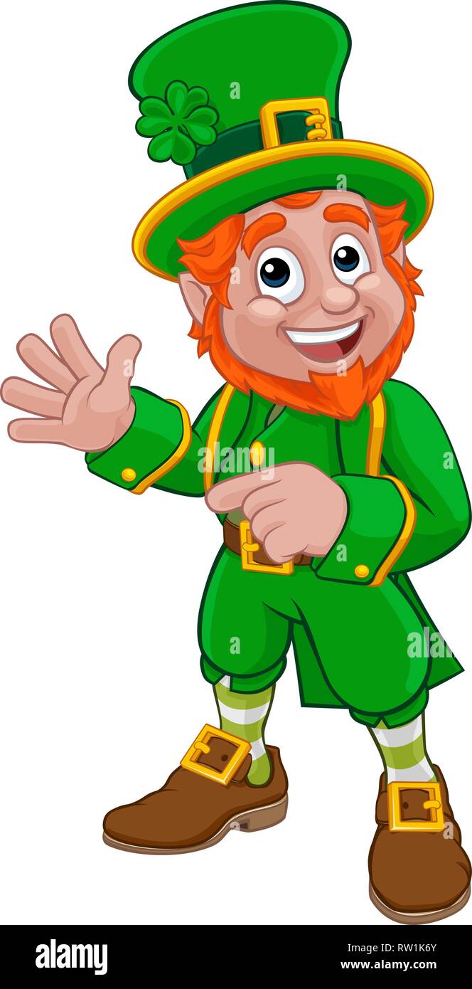 Leprechaun St Patricks Day Zeichentrickfigur Stock Vektor