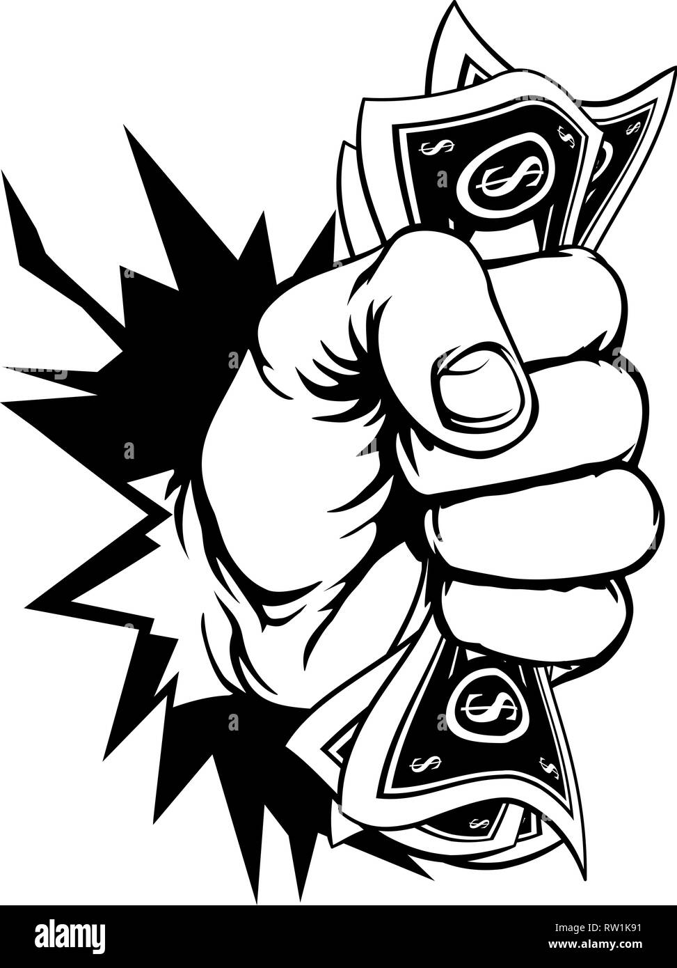 Faust Holding Cash Geld Hintergrund Stock Vektor