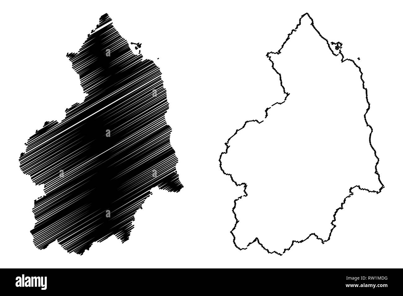 Northumberland (Vereinigtes Königreich, England, Non-Metropolitan County, Shire county) Karte Vektor-illustration, kritzeln Skizze Northd Karte Stock Vektor