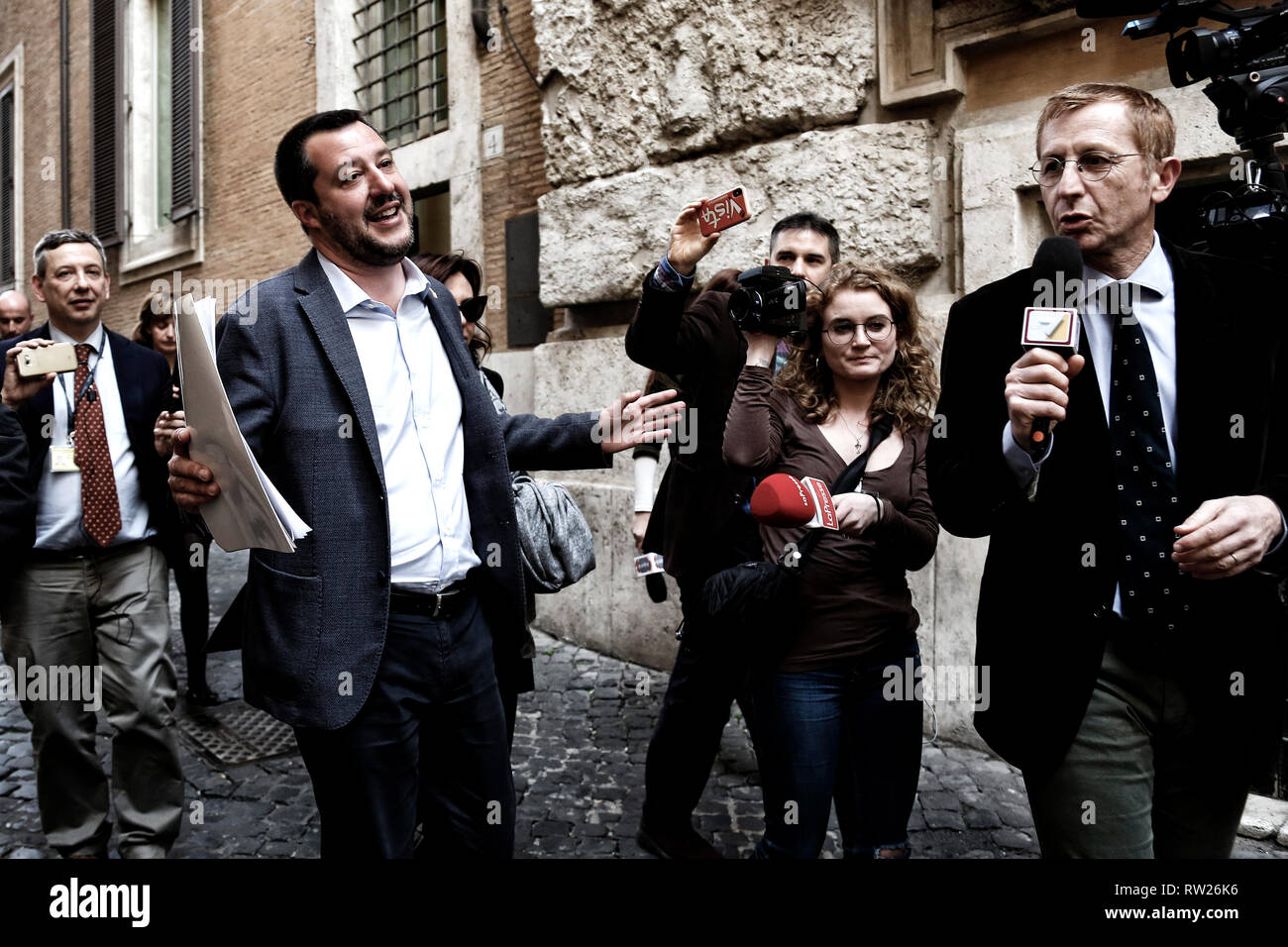 Rom, Italien. 4. Mär 2019. Matteo Salvini untere Kammer. Drücken Sie die Taste Konferenz der Minister für Innere Angelegenheiten, die über die Sicherheit Dekret, dass morgen in der Abgeordnetenkammer diskutiert werden wird, zu sprechen. Foto Samantha Zucchi Insidefoto Credit: insidefoto Srl/Alamy leben Nachrichten Stockfoto