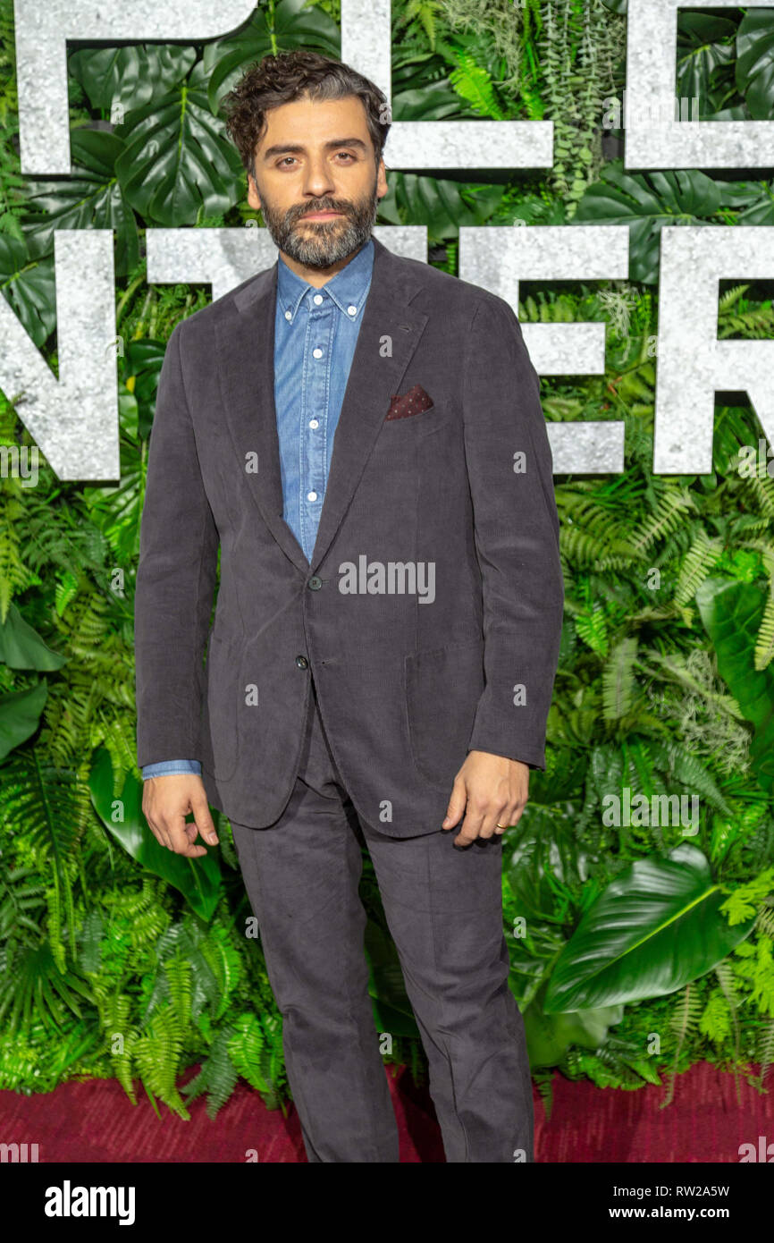 New York, New York, USA. 3. März, 2019. Darsteller Oscar Isaac besucht die Weltpremiere von Netflix "Triple Frontier" bei Jazz at Lincoln Center in New York City am 3. März 2019. Quelle: Jeremy Burke/Alamy leben Nachrichten Stockfoto