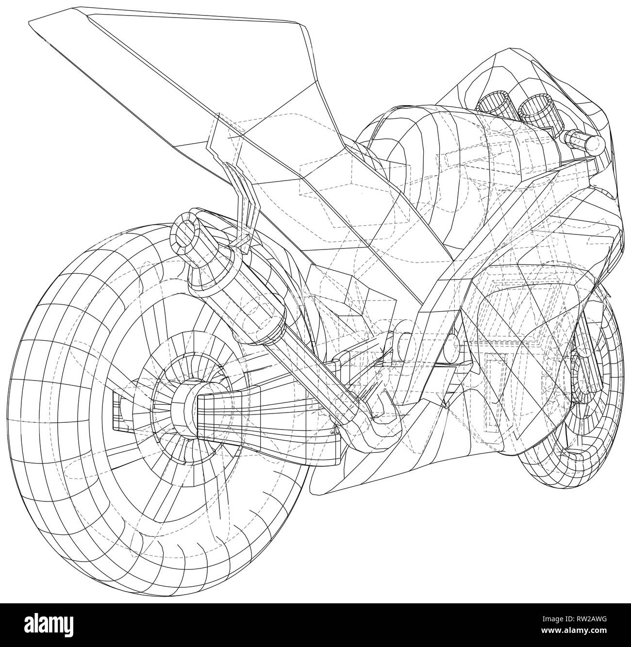 Sport Bike technische wire-frame. EPS 10-Format. Vektor erstellt von 3d Stock Vektor