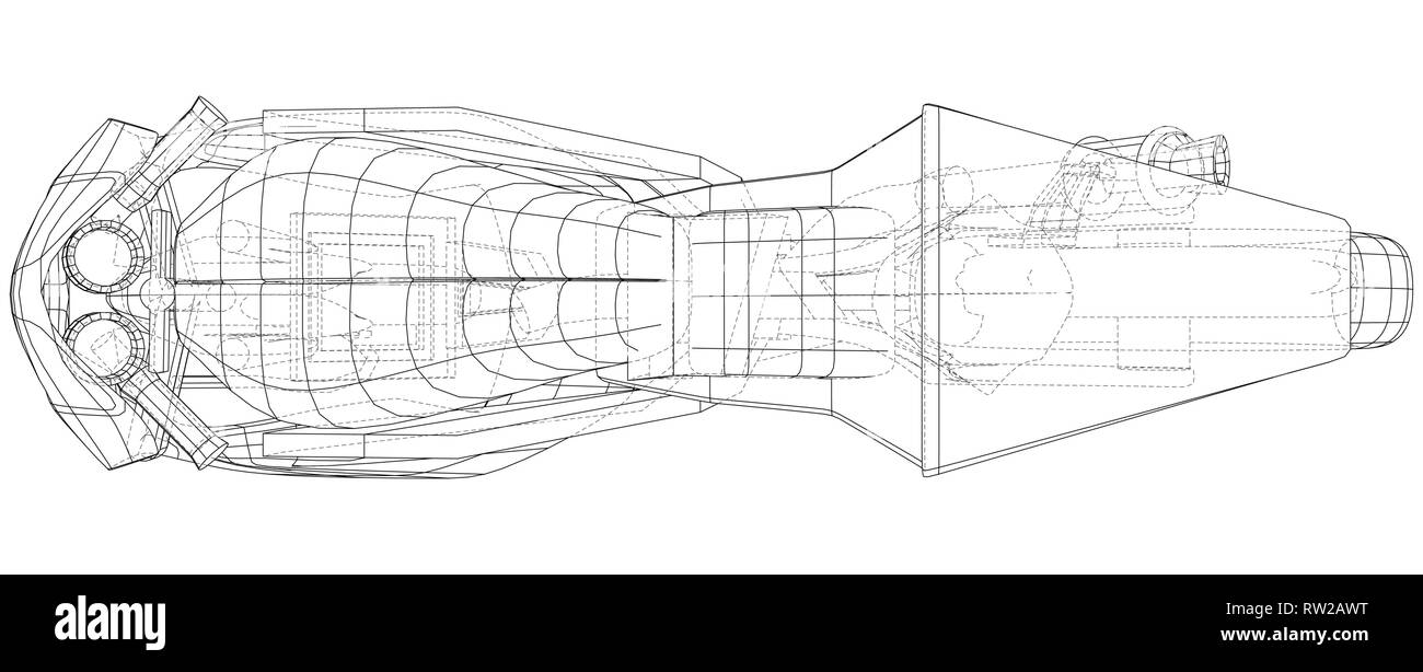 Sport Bike technische wire-frame. EPS 10-Format. Vektor erstellt von 3d Stock Vektor