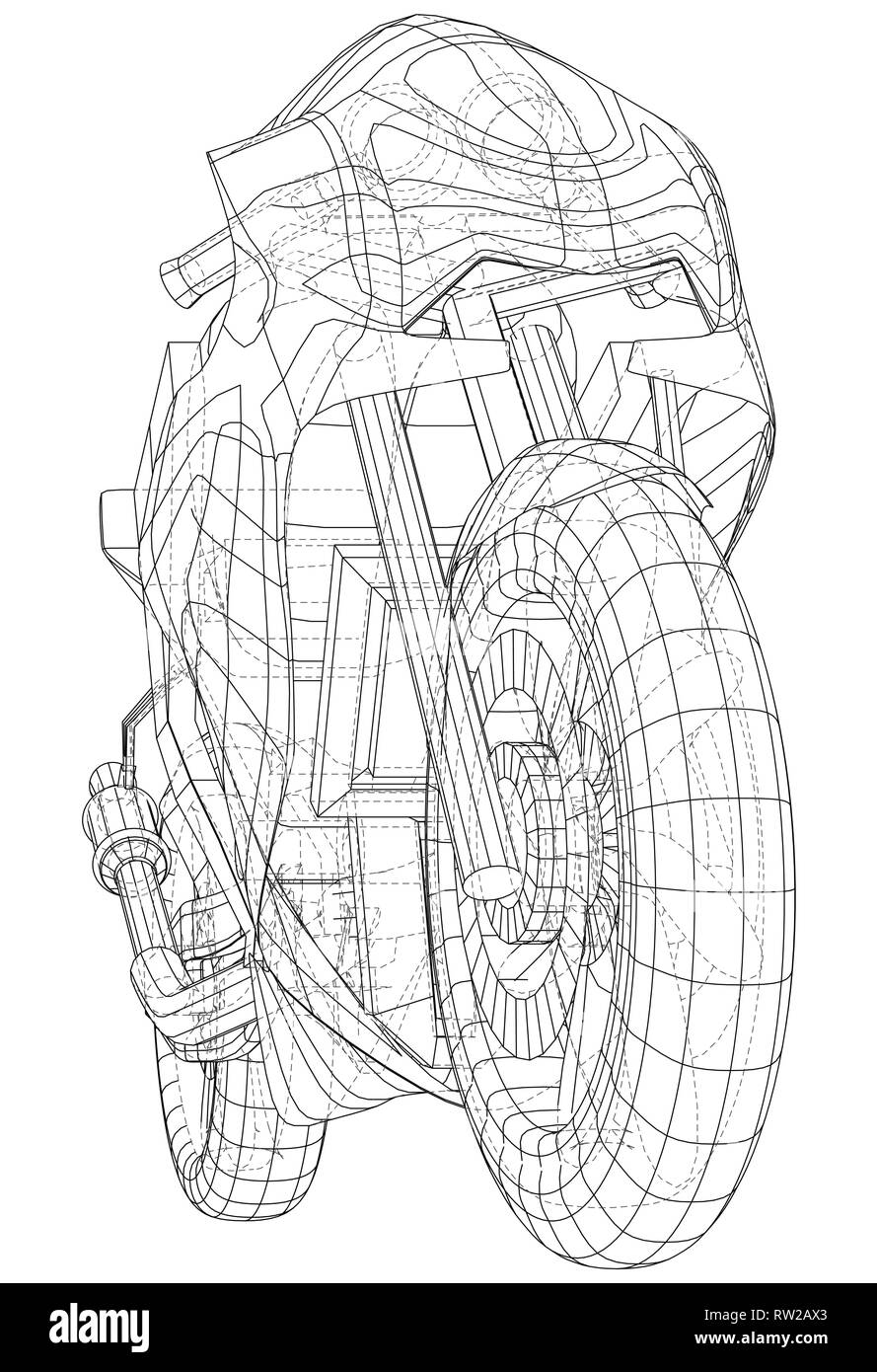 Sport Bike technische wire-frame. EPS 10-Format. Vektor erstellt von 3d Stock Vektor