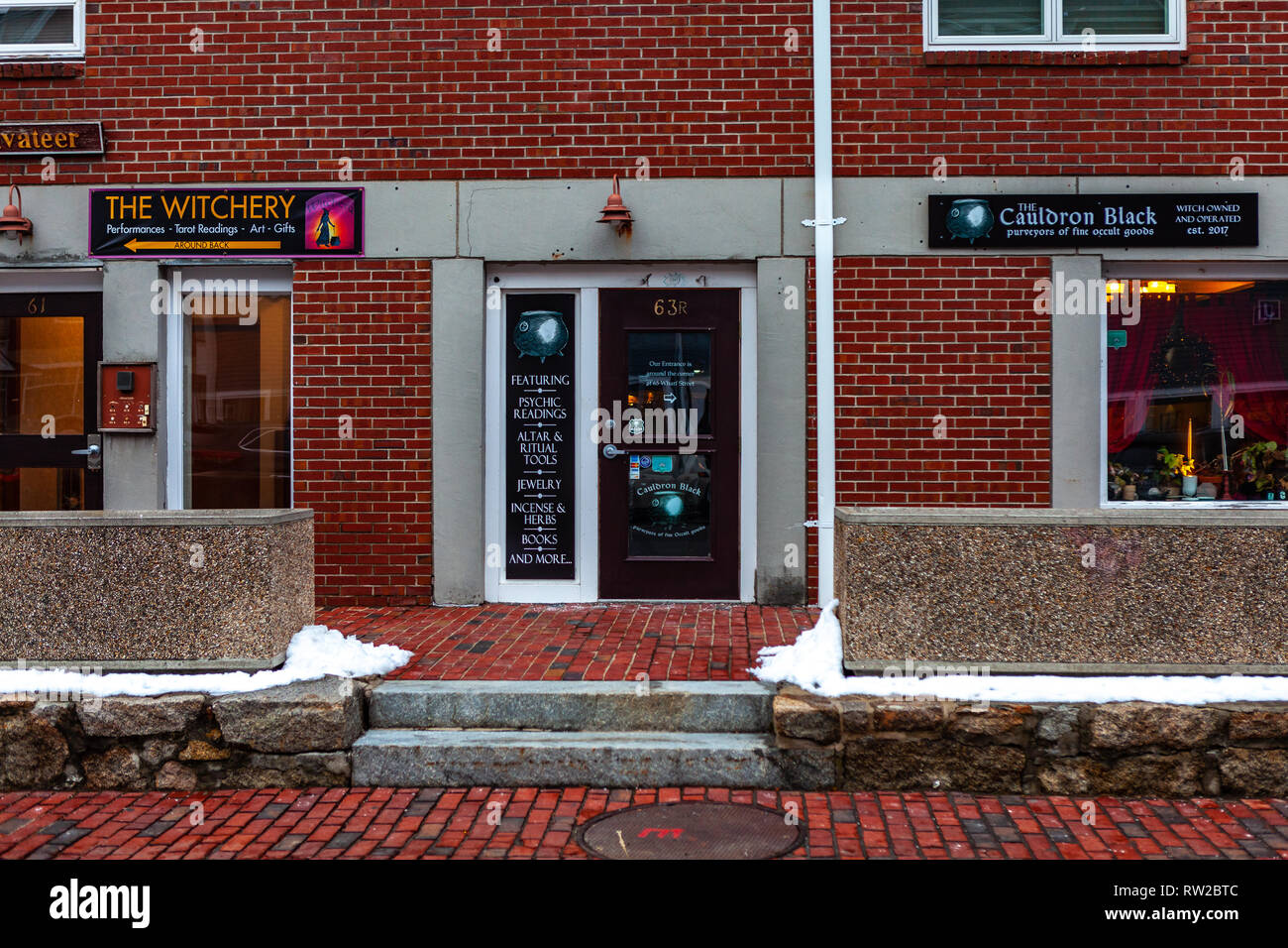 Souvenirs Schaufenster in der Innenstadt von Salem in Essex County Massachusettes Staat der USA Stockfoto