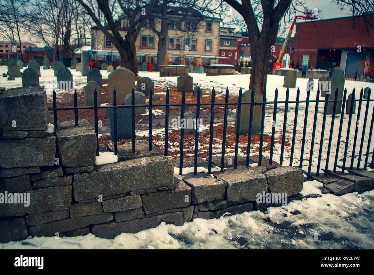 Der Punkt Friedhof begraben, auch als Charter Street Cemetery bekannt, geht zurück bis mindestens 1637. Eine Ruhestätte für viele historische Personen, Richard Mo Stockfoto