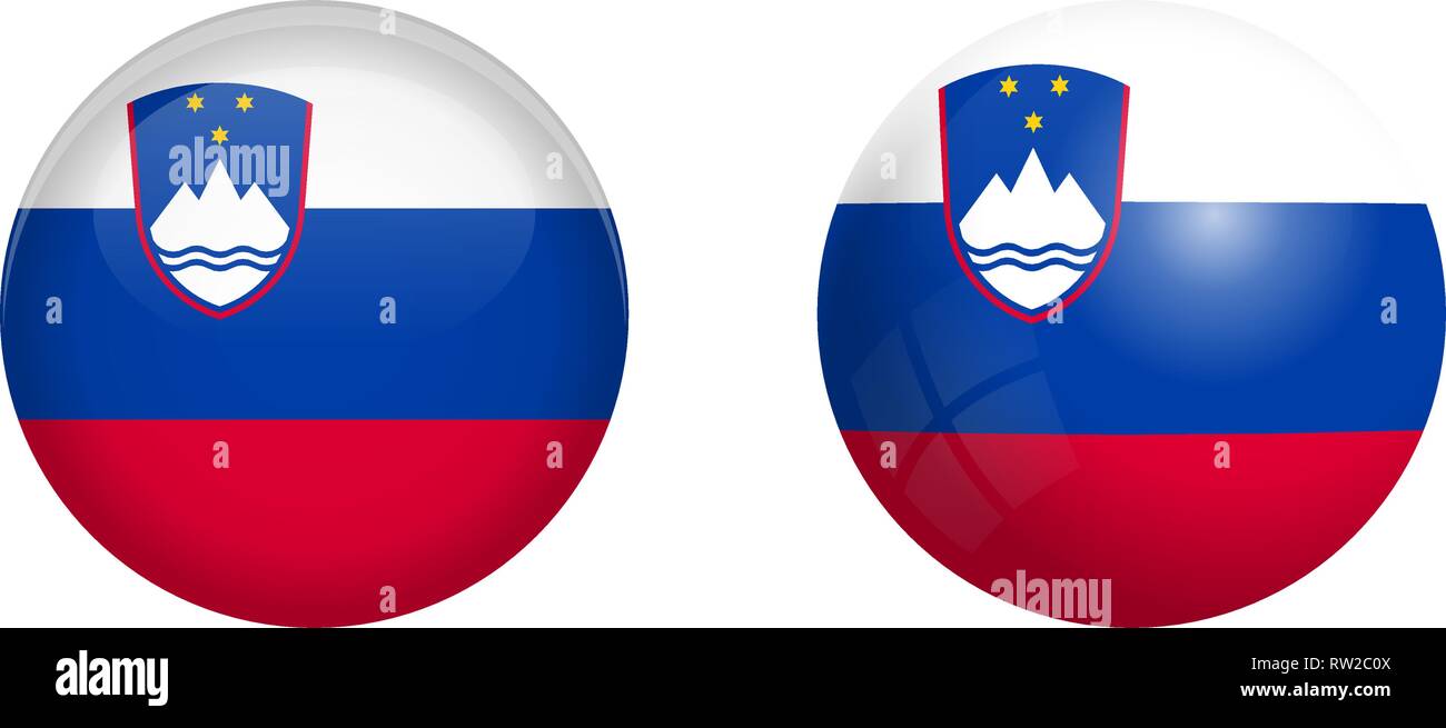 Slowenien Flagge unter 3d-Dome klicken und auf glänzenden Kugel/Ball. Stock Vektor