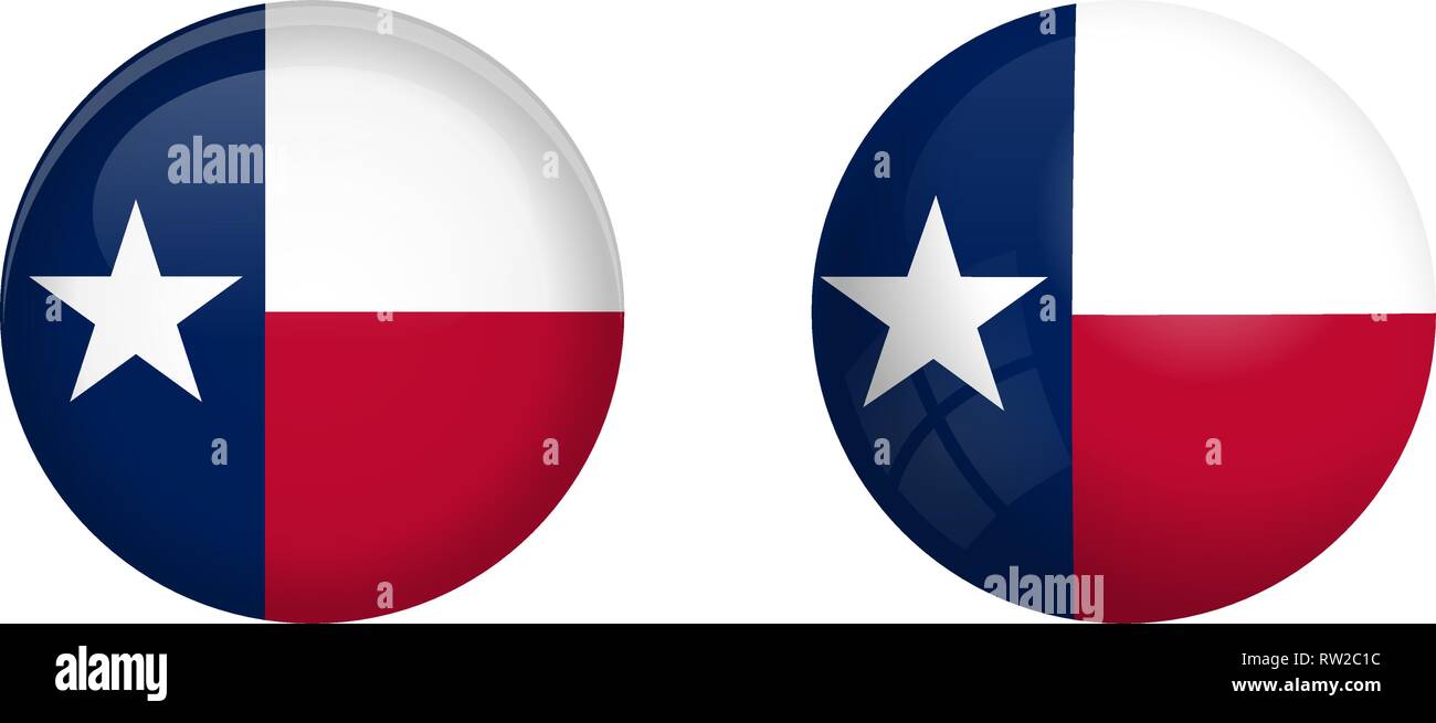 Texas Lone Star Flagge unter 3d-Dome klicken und auf glänzenden Kugel/Ball. Stock Vektor