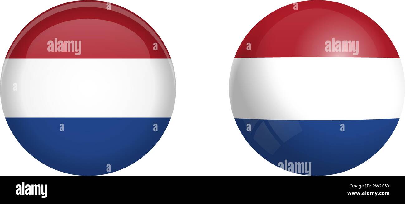Holland Flagge unter 3d-Dome klicken und auf glänzenden Kugel/Ball. Stock Vektor