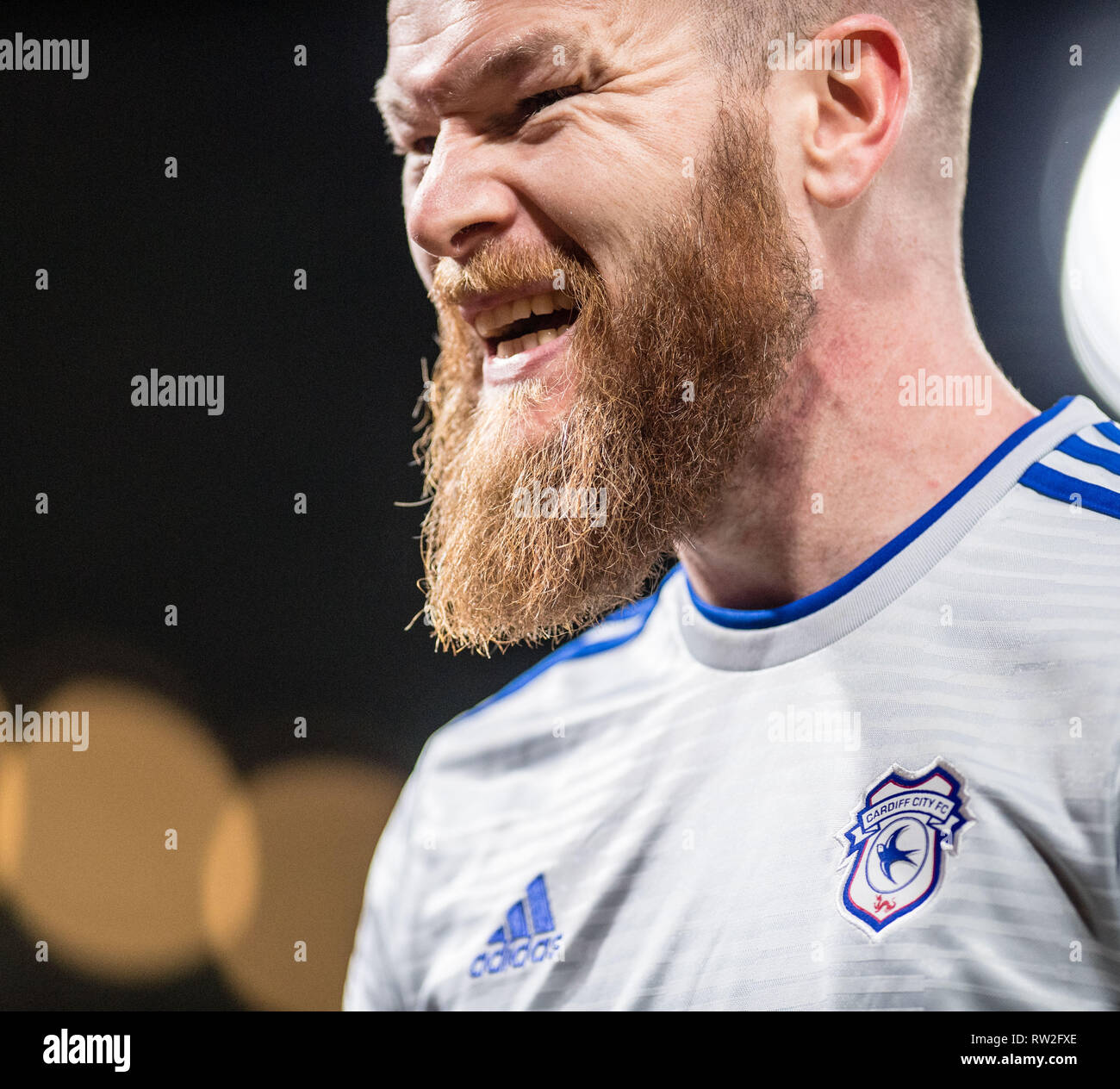 LONDON, ENGLAND - Dezember 26: Aron Gunnarsson von Cardiff City schaut während der Premier League Match zwischen Crystal Palace und Cardiff City an Selhurst Park am 26. Dezember 2018 in London, Vereinigtes Königreich. (Foto von Sebastian Frej/MB Medien) Stockfoto