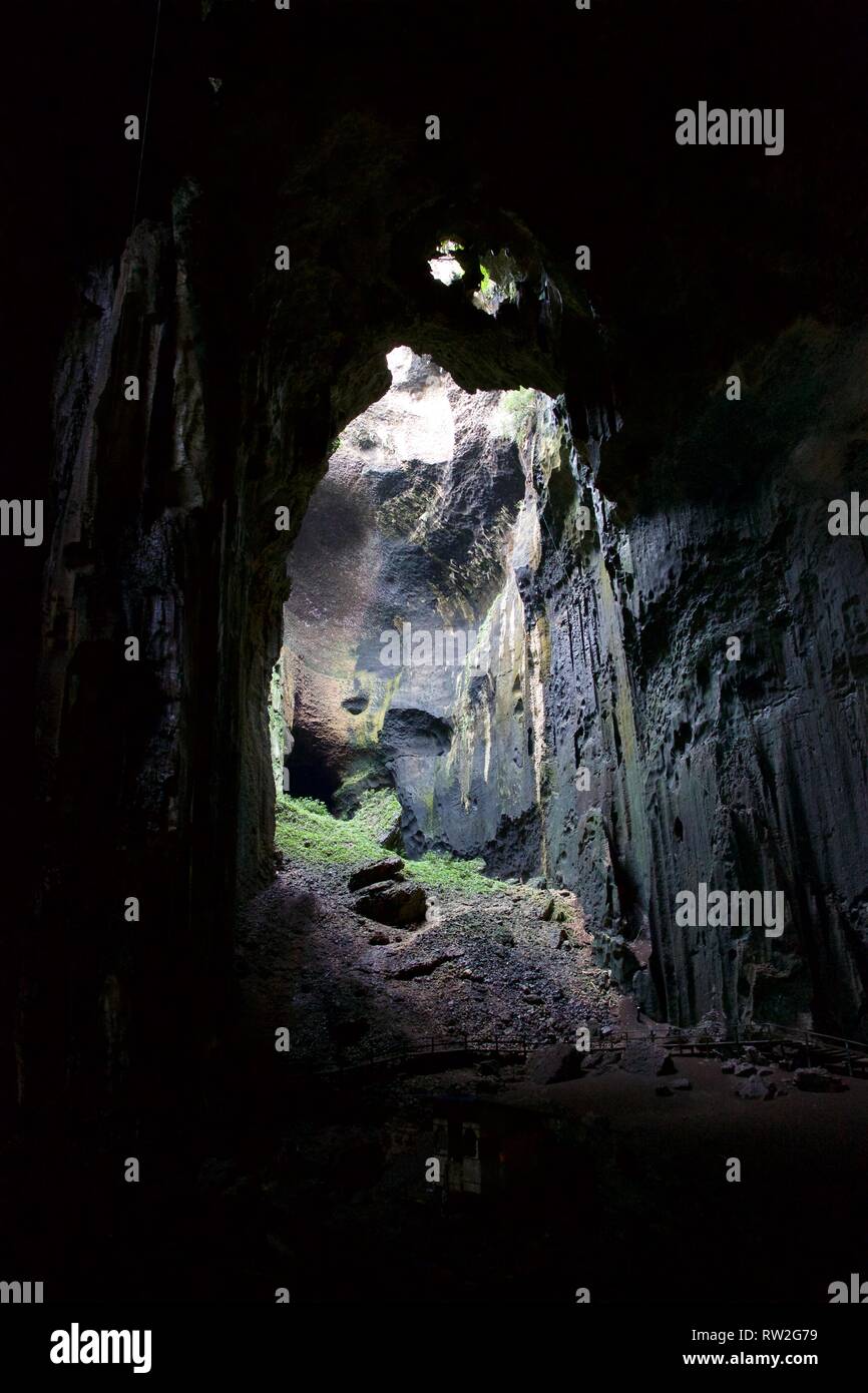 Öffnung für Bat Cave im Dschungel von Borneo Stockfoto