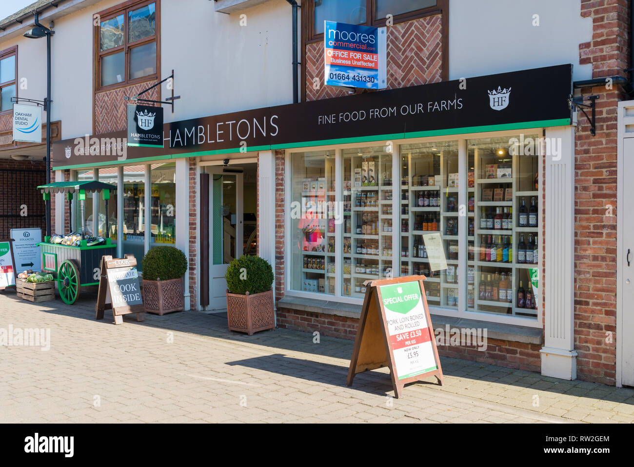 Hambletons Farm Food Shop in Oakham, der Hauptstadt der Grafschaft Rutland in den East Midlands Stockfoto