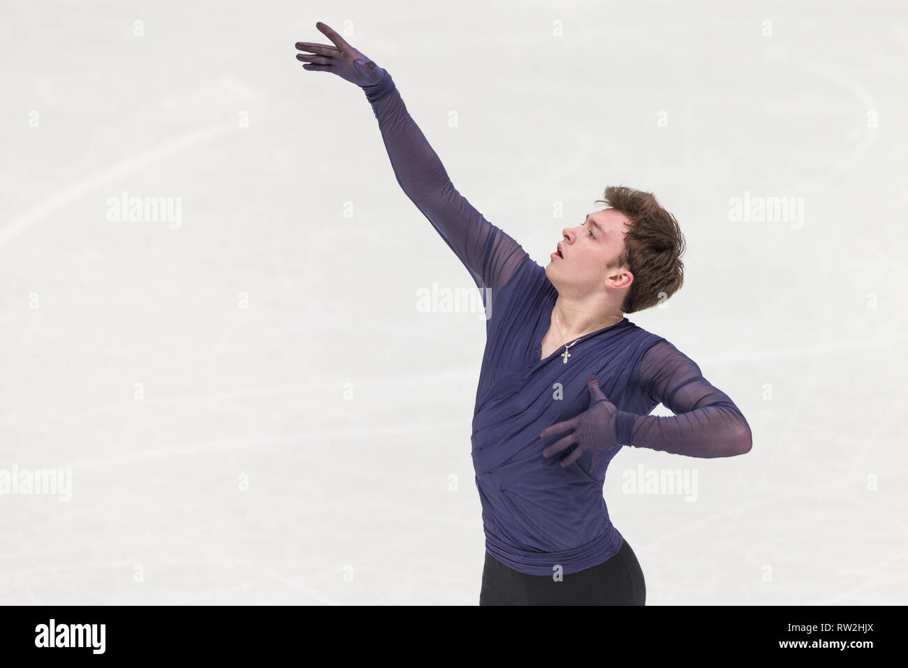 Dmitri Alijew aus Russland während der Welt 2018 Eiskunstlauf-WM in Mailand, Italien Stockfoto