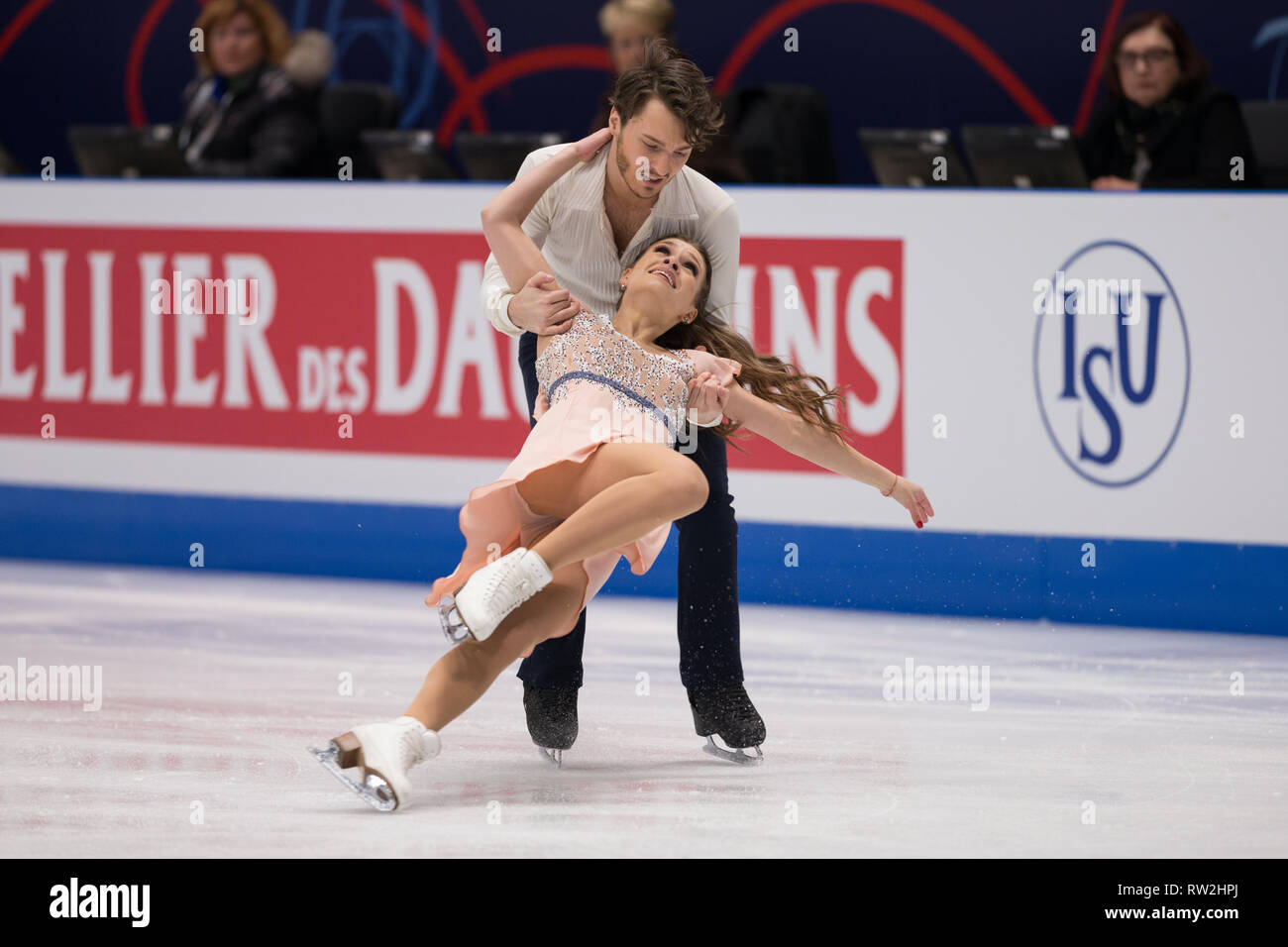 Kavita Lorenz und Joti Polizoakis aus Deutschland während der Welt 2018 Eiskunstlauf-WM Stockfoto