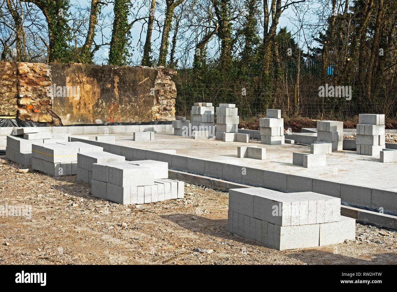 Grundlagen und Fundamente für neue selbst bauen Home Haus Eigentum Stockfoto