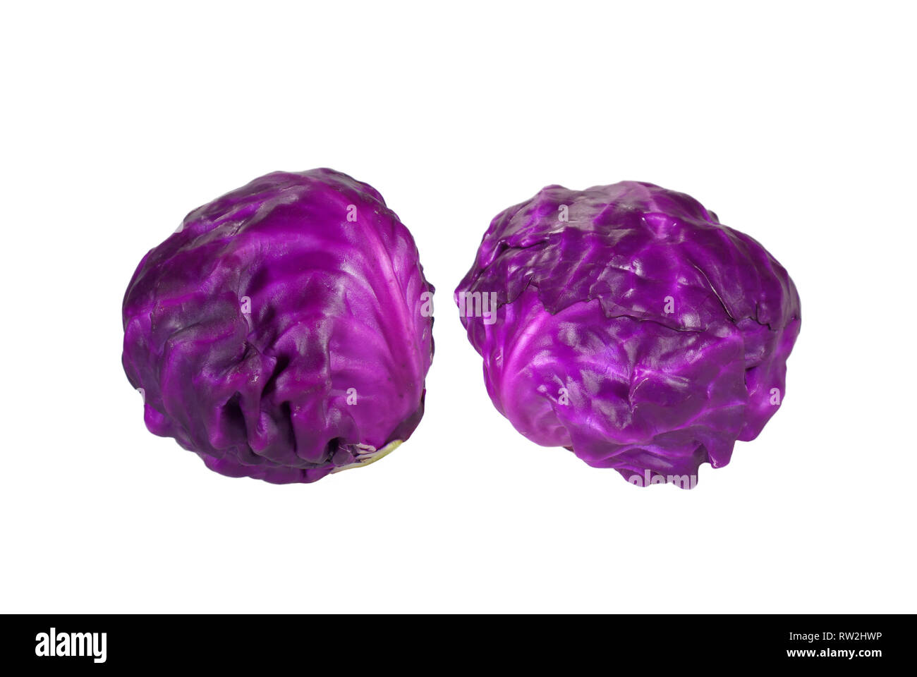Paar frische reife Rotkohl isoliert auf weißem Hintergrund Stockfoto