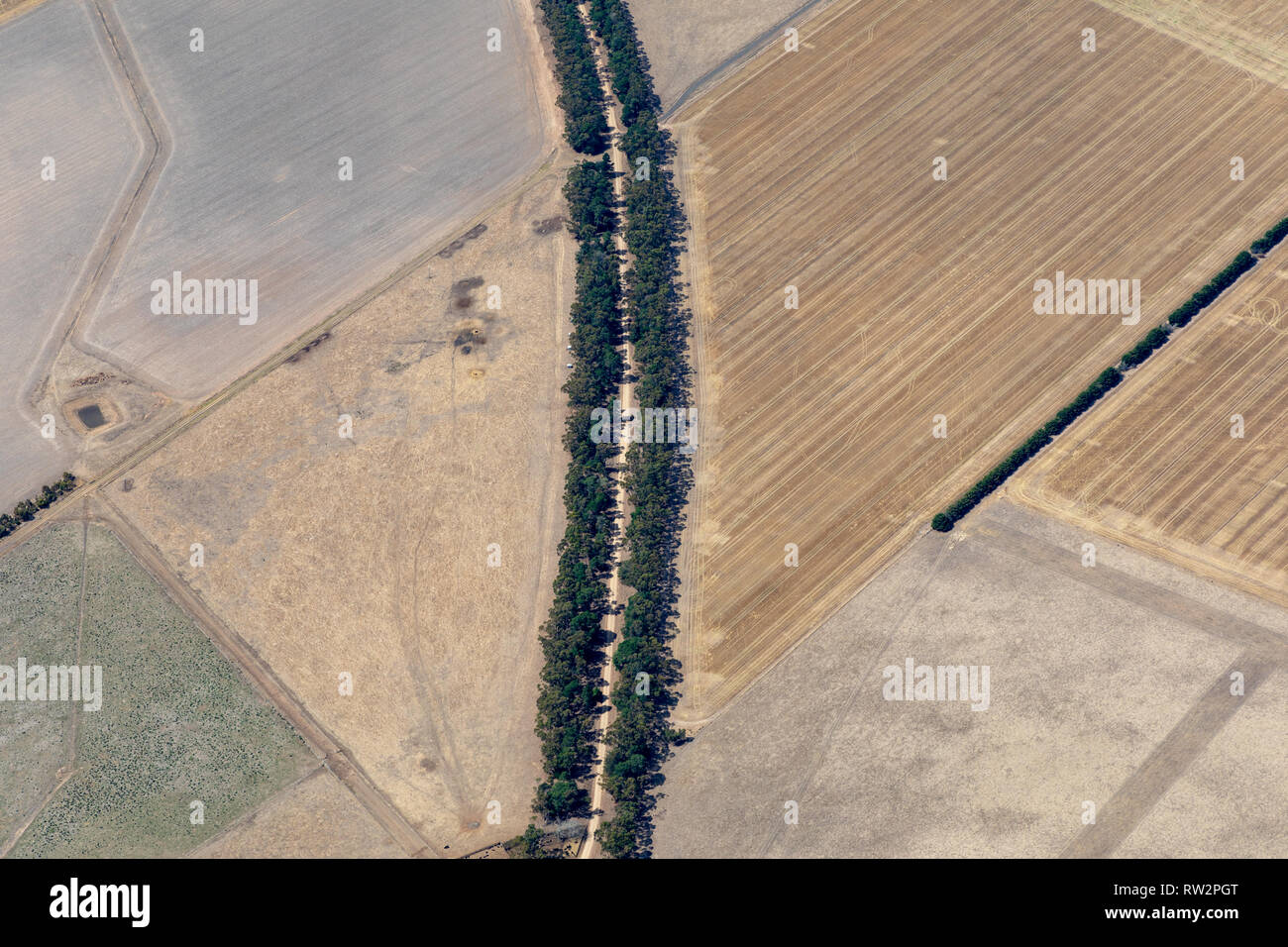 Luftaufnahmen der viktorianischen Landschaft und Betriebe während der Dürre Stockfoto