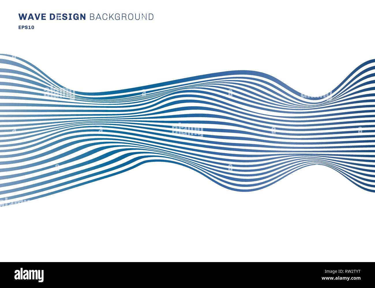 Abstrakte horizontale Linien Blue Wave design pattern horizontale Linien auf weißem Hintergrund. Optische Kunst Textur. Vector Illustration Stock Vektor
