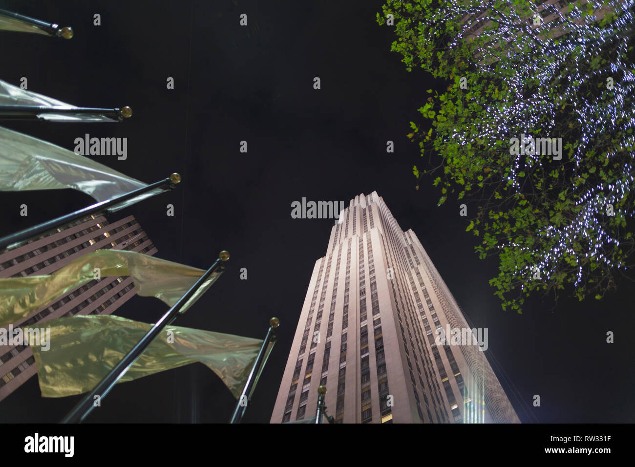 Weihnachtsschmuck am Rockefeller Center in Manhattan, New York City, New York, USA Stockfoto