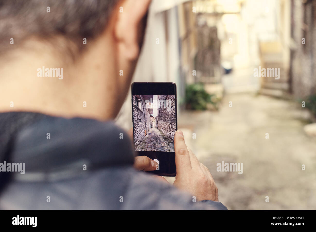 Blick auf die Altstadt von Gjirokastra, UNESCO, Albanien Stockfoto