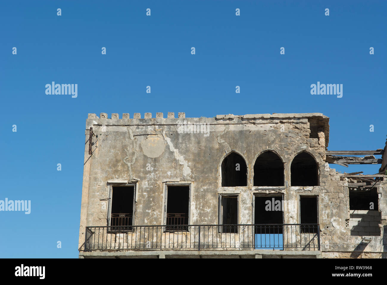 Alte zerstörte Gebäude in Reifen Libanon Naher Osten Stockfoto