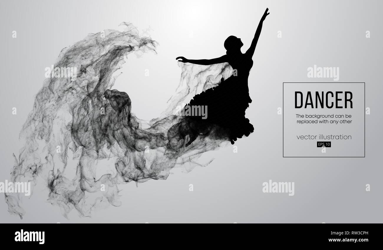 Abstrakte Silhouette einer dencing Mädchen, Frau, Ballerina auf dem weißen Hintergrund. Ballett und Modern Dance. Stock Vektor