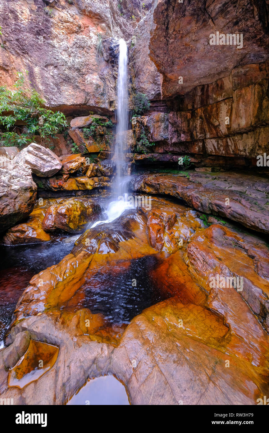 Cachoeira Da Primavera, Feder Wasserfall, Chapada Diamantina Nationalpark Lencois, Bahia, Brasilien, Südamerika Stockfoto