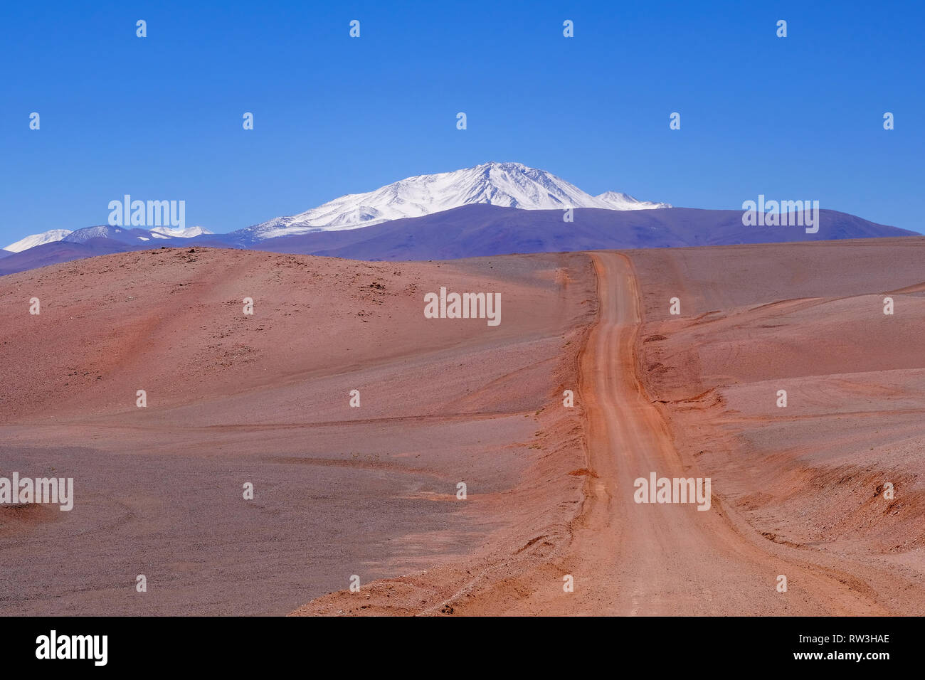 Schönen Anden Landschaft und die Straße, die zu Paso Pircas Negras Passhöhe, Argentinien nach Chile, La Rioja, Südamerika Stockfoto