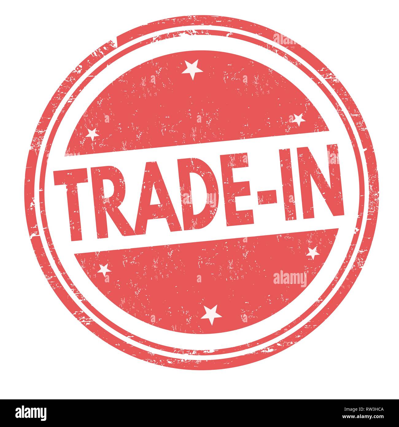 Trade-in Zeichen oder Stempel auf weißem Hintergrund, Vector Illustration Stock Vektor