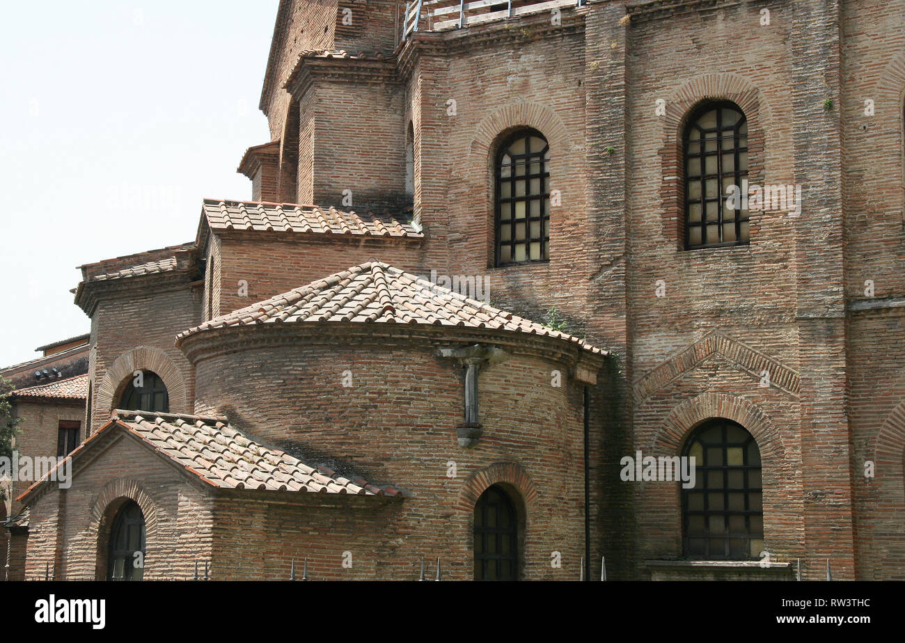 Italien. Ravenna. Basilika von San Vitale. 6. Jahrhundert. Die frühen christlichen byzantinischen Kunst. an der Außenseite. Stockfoto
