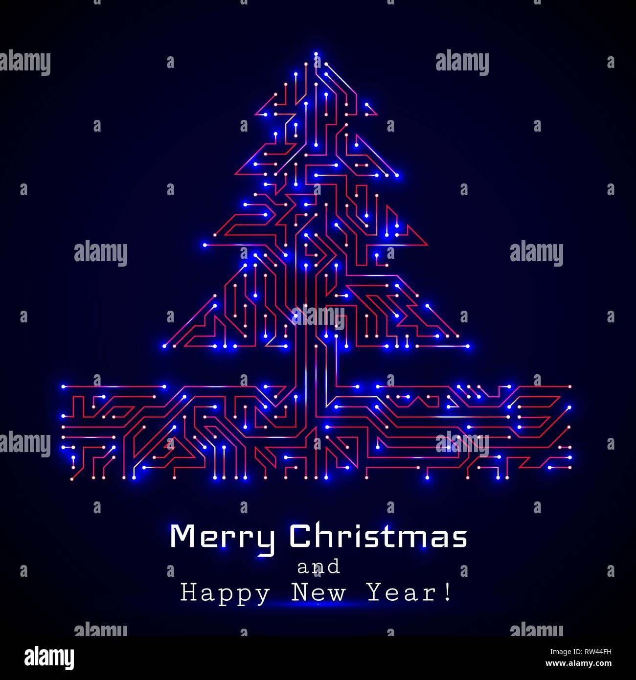 Vektor Weihnachtsbaum von digitalen elektronischen Schaltkreis. Stock Vektor