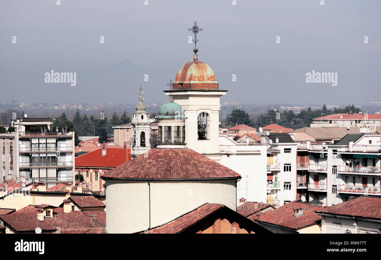 Luftaufnahme der Kathedrale von Vigevano,. Lombardei - Italien Stockfoto