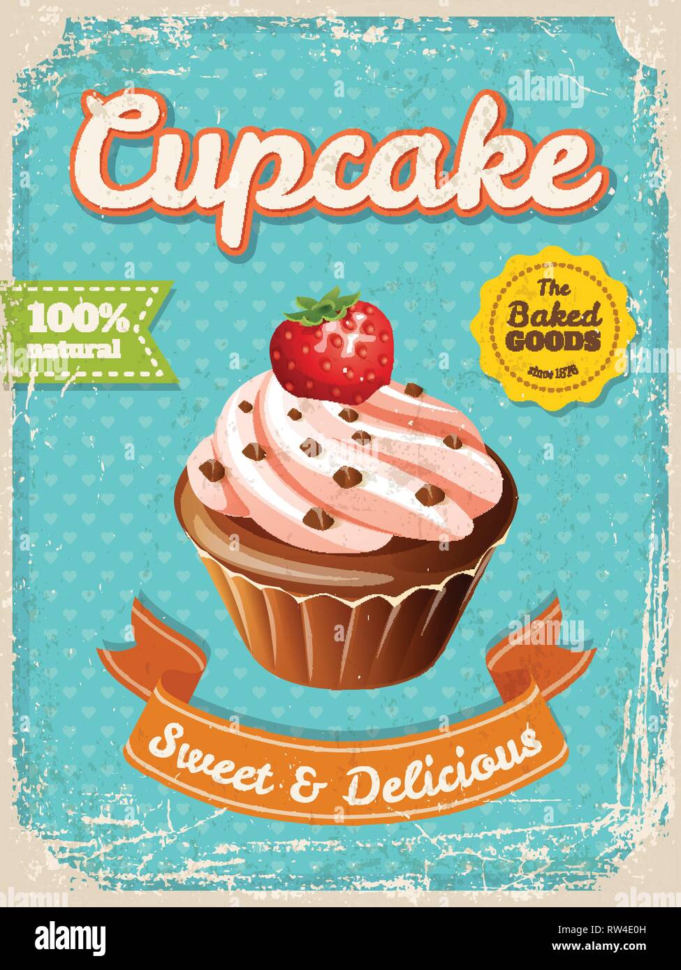Vektor cupcake Poster im Vintage Style mit Typografie Elemente  Stock-Vektorgrafik - Alamy