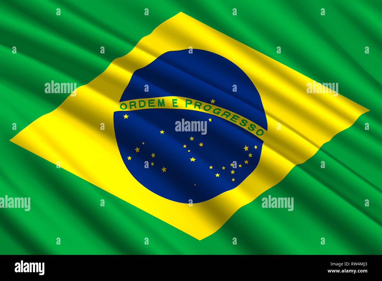 Wehende Flagge von Brasilien. Vector Illustration Stock Vektor