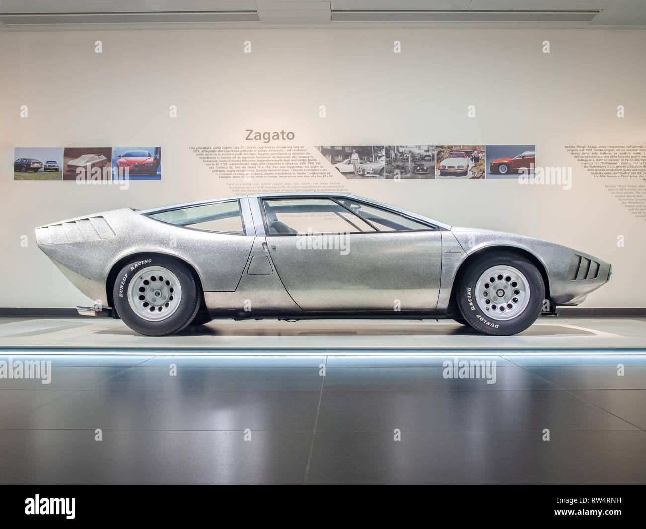 ARESE, ITALIEN - Februar 13, 2019: 1969 Alfa Romeo Iguana ItalDesign Giugiaro in das Alfa Romeo Museum (Museo Storico Alfa Romeo) Stockfoto