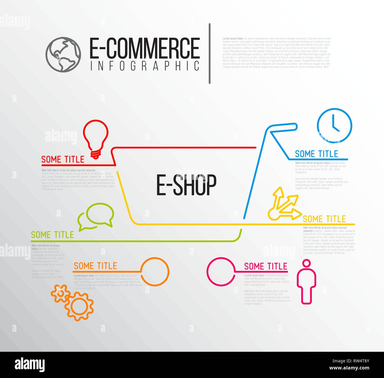 Vektor e-commerce e-shop Infografik Berichtsvorlage von Linien und Symbole gemacht Stock Vektor