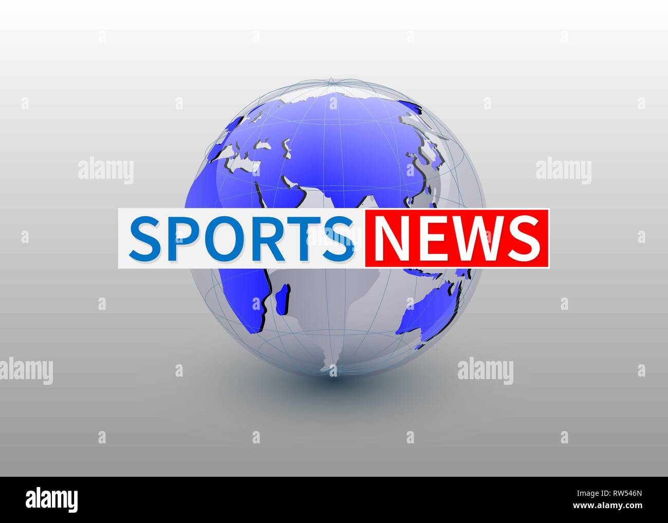 Sport News, world news Hintergrund mit dem Planeten, der TV-Design. Vektor. Stock Vektor