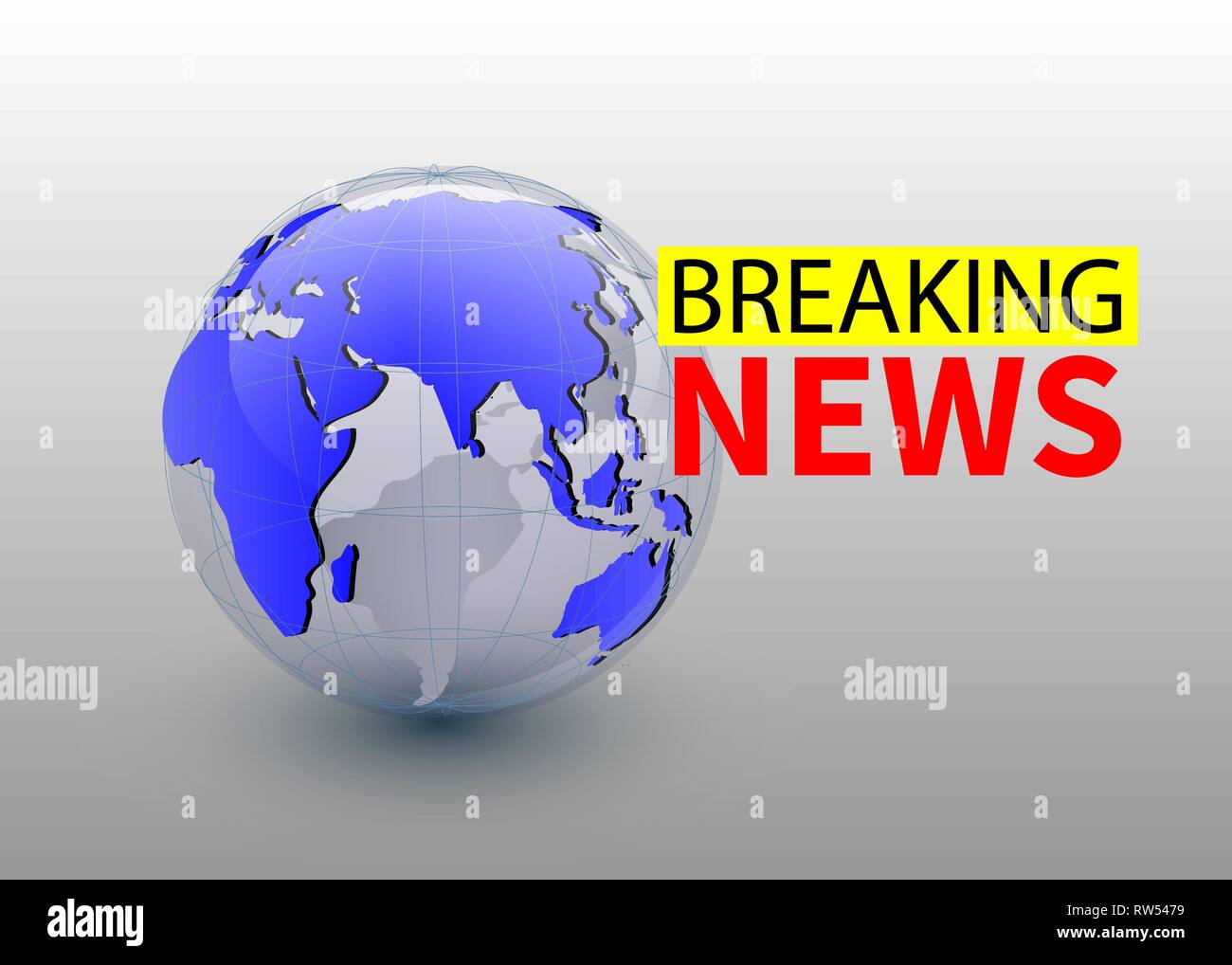 Breaking News, world news Hintergrund mit dem Planeten, der TV-Design. Vektor. Stock Vektor